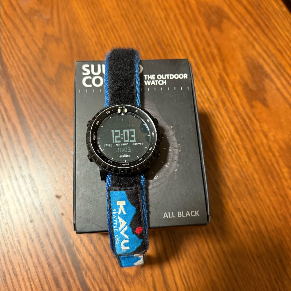 Suunto Black Watch with Blue and Black Strap